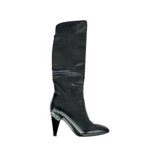 Guess Black Genuine Leather Knee High Boots Y2K Designer Formal Size US 7 
Chic